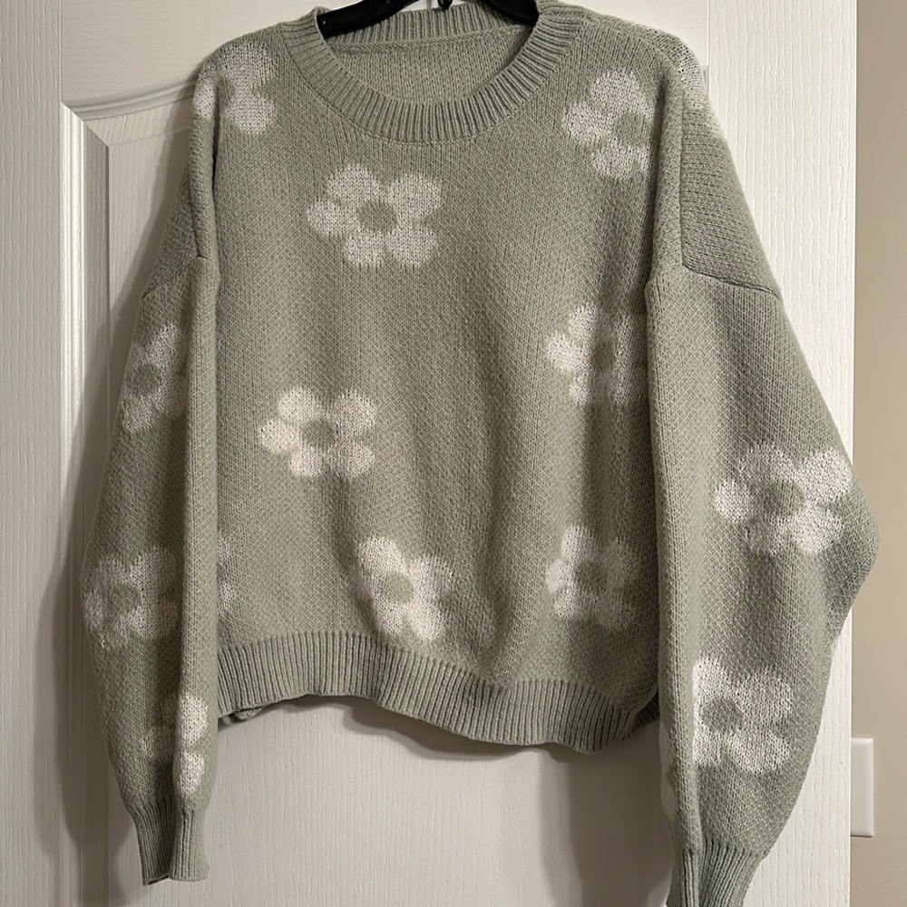 Sage Floral Print Sweater-NWOT
